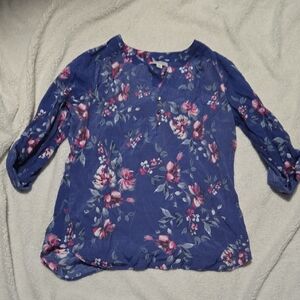 Kim Rogers Blue Floral Blouse